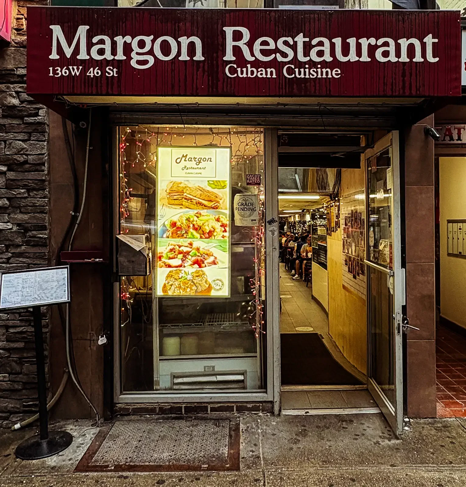 The Margon Restaurant storefront on West 46th Street